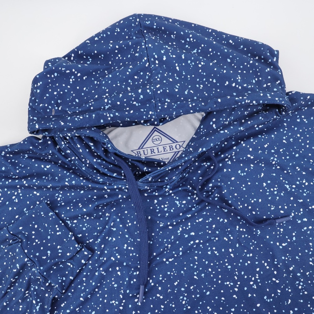 Burlebo Speckled Performance Hoodie Navy Blue Long Sleeve Mens 2XL